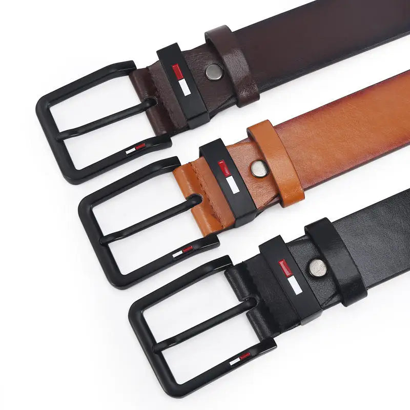 Men's PU Leather Belt with Alloy Pin Square Buckle - Business & Leisure Fashion Waist Belts 2023 in Black, Coffee, and Brown