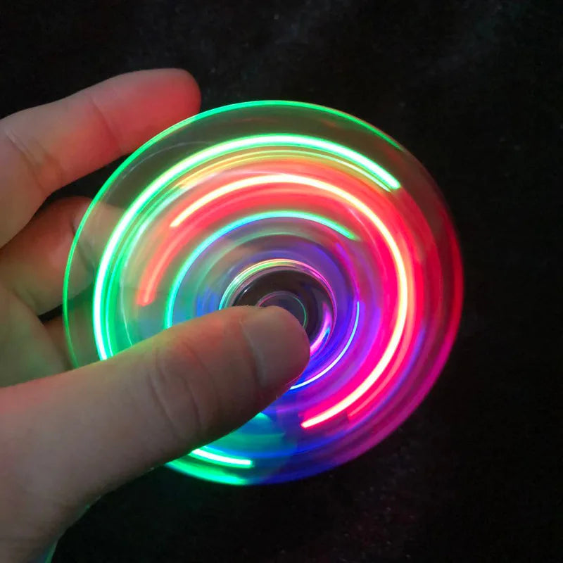 Crystal Luminous LED Light Fidget Spinner - Glow in the Dark EDC Stress Relief Toy, Kinetic Gyroscope for Children