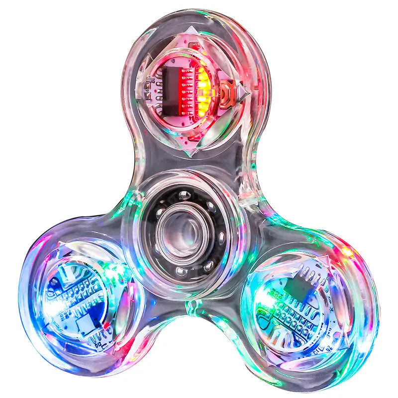 Crystal Luminous LED Light Fidget Spinner - Glow in the Dark EDC Stress Relief Toy, Kinetic Gyroscope for Children