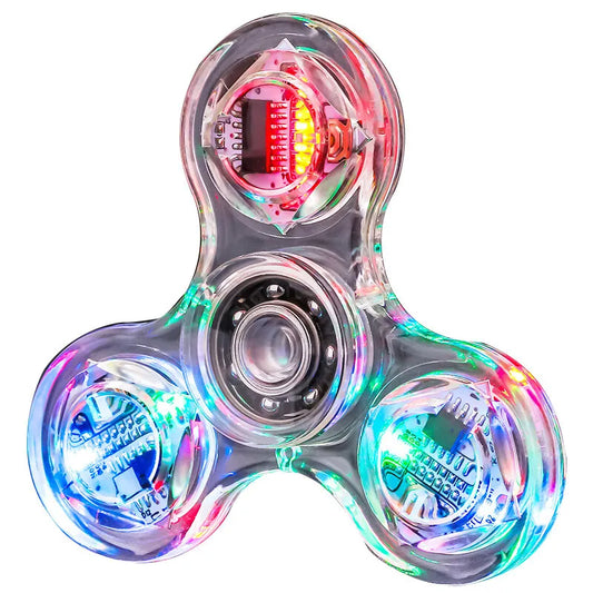 Crystal Luminous LED Light Fidget Spinner - Glow in the Dark EDC Stress Relief Toy, Kinetic Gyroscope for Children