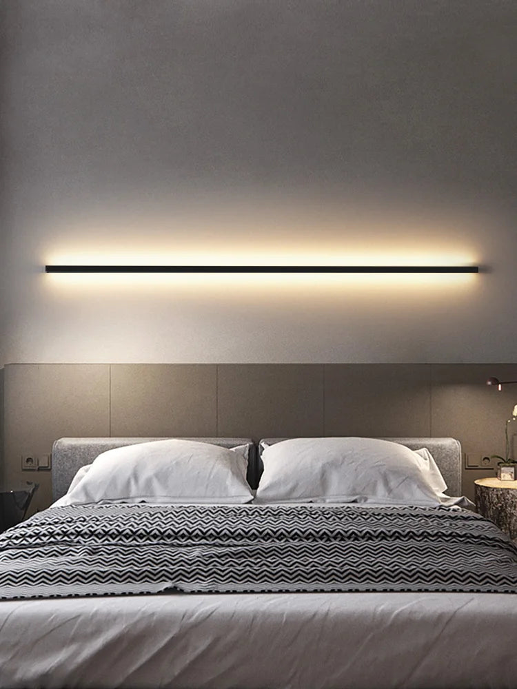 Minimalist LED Long Strip Wall lamp Bedside Hall Aisle Staircase Lighting Fixture Nordic Simple Background Line Art Wall Lights