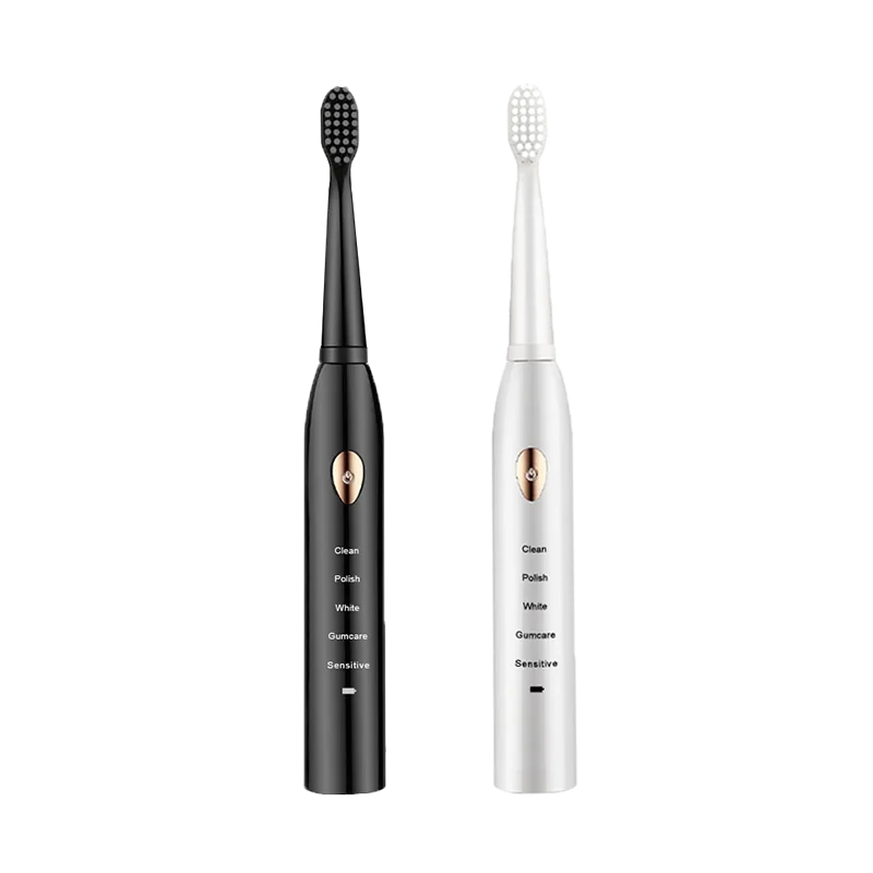 Classic Black & White Electric Toothbrush - 5 Modes, USB Charging, IPX7 Waterproof