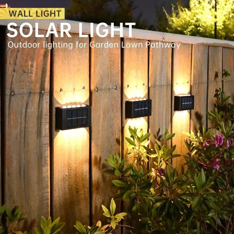 Solar Wall Lamp - Outdoor Waterproof Solar-Powered Light with Up and Down Illumination for Home, Garden, Yard, and Decoration