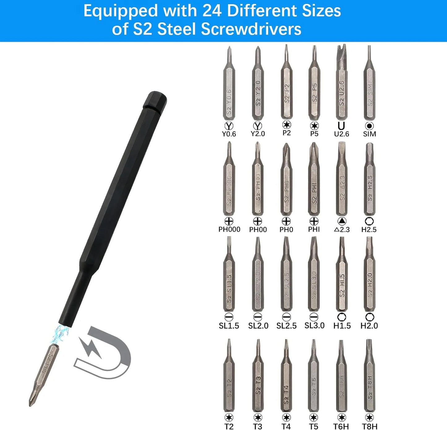 63-in-1 Magnetic Precision Screwdriver Set - Multifunctional Electronics, PC, and Phone Maintenance Tool Kit