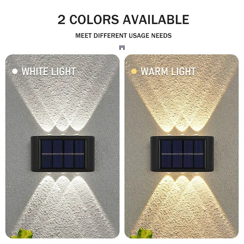 Solar Wall Lamp - Outdoor Waterproof Solar-Powered Light with Up and Down Illumination for Home, Garden, Yard, and Decoration