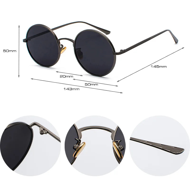 SHAUNA Super Round Sunglasses - Designer Fashion for Women & Men with Dark Green UV400 Lenses