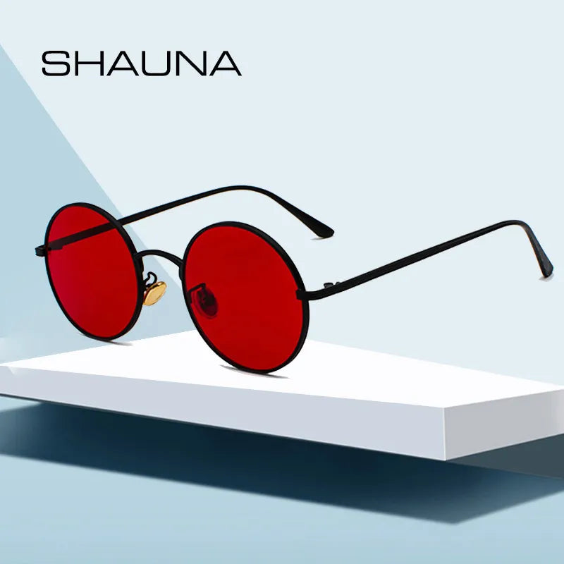 SHAUNA Super Round Sunglasses - Designer Fashion for Women & Men with Dark Green UV400 Lenses