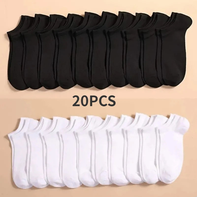 10 Pairs Unisex Breathable Low Cut Boat Socks - Anti-Odor, Sweat-Absorbing, Comfortable