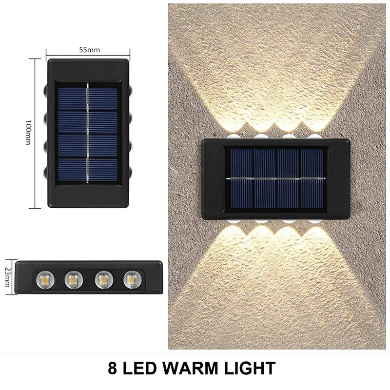 Solar Wall Lamp - Outdoor Waterproof Solar-Powered Light with Up and Down Illumination for Home, Garden, Yard, and Decoration