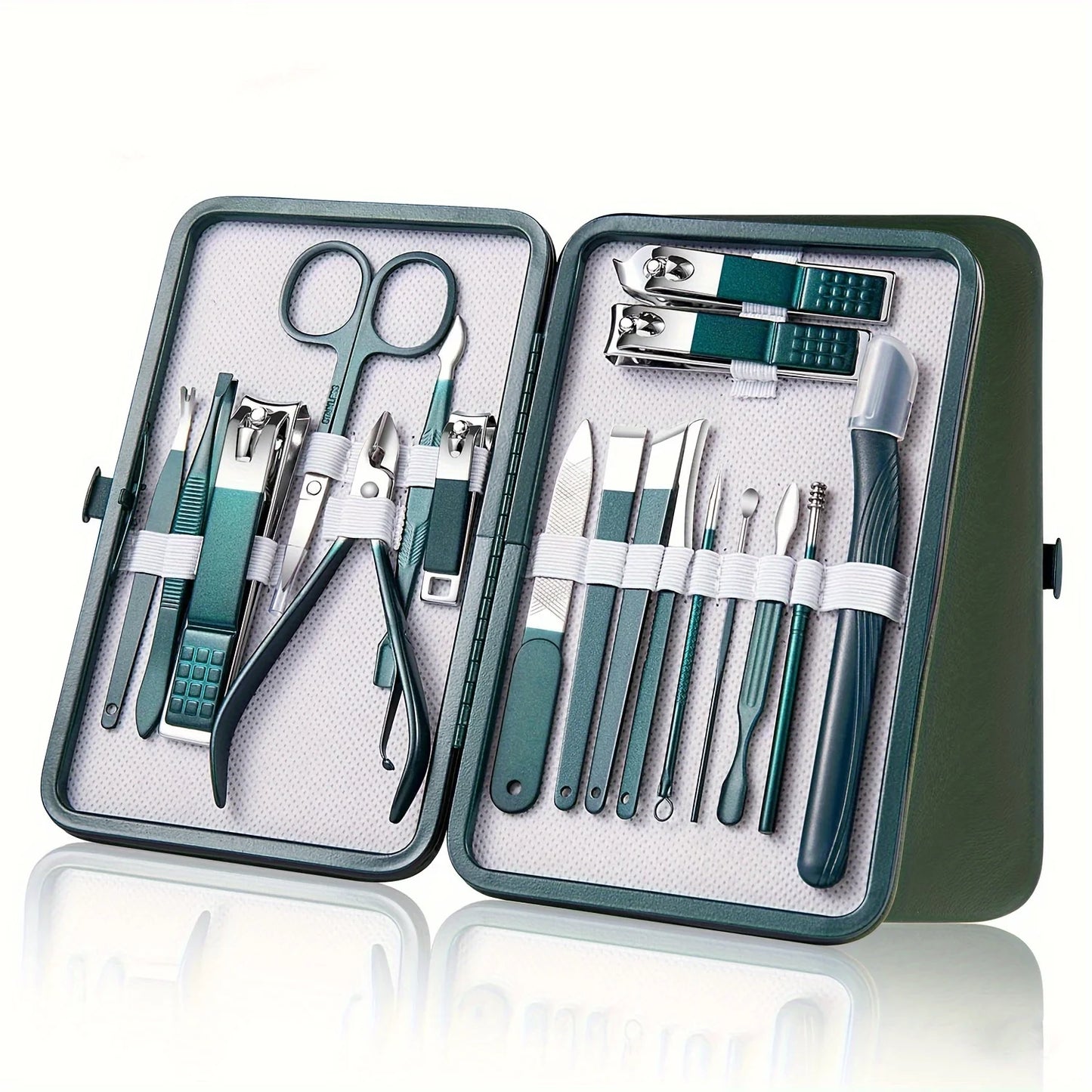 Professional 7-18 Piece Stainless Steel Nail Care Kit - Manicure & Pedicure Set with Travel Case