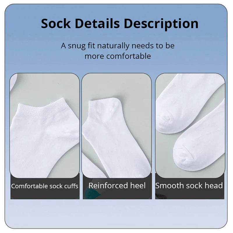 10 Pairs Unisex Breathable Low Cut Boat Socks - Anti-Odor, Sweat-Absorbing, Comfortable